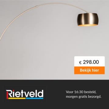 Rietveld-Vloerlampen-Goud, Messing (kleur), Beige,, Verzenden, Nieuw