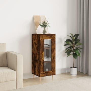 vidaXL Dressoir 34,5x34x90 cm bewerkt hout gerookt eiken, Verzenden, Nieuw, Overige houtsoorten, Minder dan 50 cm