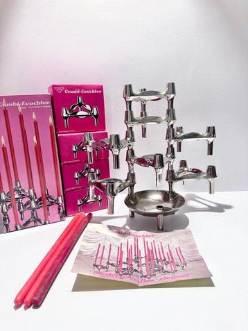 BMF - Kandelaar 9151 (8) - gechromen metaal - Met 3 gratis, Antiek en Kunst