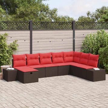 vidaXL Tuin Sofa Set 8 st Bruin poly rattan, Verzenden, Nieuw, Rotan, 8 zitplaatsen