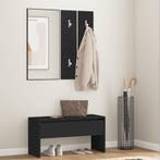 vidaXL Garderobe set bewerkt hout zwart, Verzenden, Nieuw