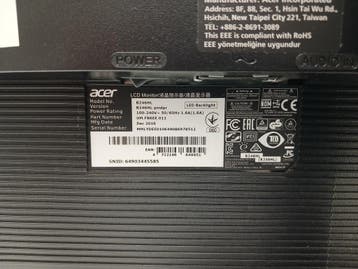 Acer V246HL BD Monitor, 24 inch, TN, Full HD 60Hz, gebruikt, Ophalen of Verzenden, Gebruikt, Emtrade NL
