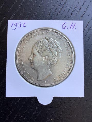 Nederland. Wilhelmina. 2 1/2 Gulden 1932 Grof Haar (Zonder