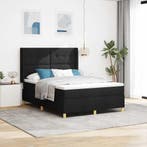 vidaXL Boxspringbed met LED-stripverlichting Zwart 160 x 200, Verzenden, Nieuw, Zwart, Stof