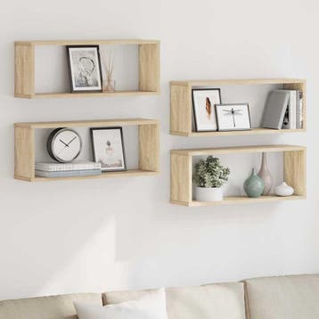 vidaXL Wandschappen kubus 4 st 60x15x23 cm bewerkt hout, Verzenden, Nieuw