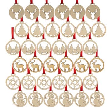 Ruhhy Houten Kerstballen – Set van 36 Stuks, Beige, DIY D., Ophalen of Verzenden, Nieuw