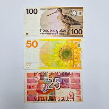 Nederland. - 3 banknotes Gulden 1977, 1982, 1989 - PL104,