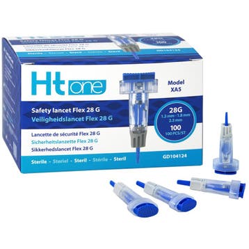 Ht One veiligheidslancet Flex 28G (1.3/1.8/2.3mm) 100 stuks, Verzenden, Nieuw