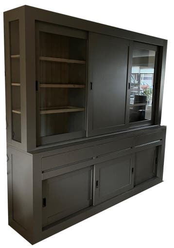 Buffetkast taupe - eiken Schagen 240cm dichte middendeur, Huis en Inrichting, Kasten | Buffetkasten, Ophalen of Verzenden, Nieuw