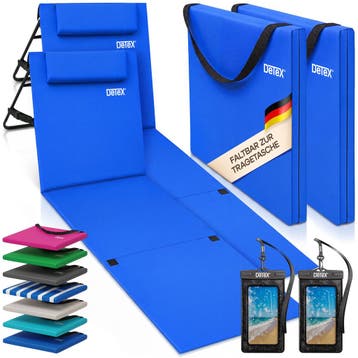 Strandmat Set van 2 Blauw 158x56x46cm gestoffeerd (Stoelen), Verzenden, Nieuw