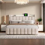 Gestoffeerd opbergbed met LED USB en 4 lades 140–180x200, Huis en Inrichting, Slaapkamer | Bedden, Verzenden, Nieuw