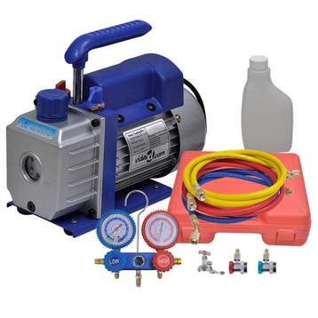 vidaXL Vacuümpomp 1-traps met 2-voudige manometerset, Witgoed en Apparatuur, Verzenden, Nieuw