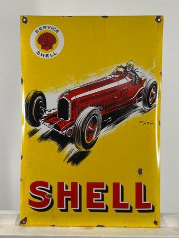 Shell - Emaille bord - 60x40cm - Gemaakt van dikke