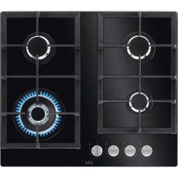 €639 AEG HKB64420NB Zwart Ingebouwd 60 cm Gaskookplaat 4, Witgoed en Apparatuur, Kookplaten, Ophalen of Verzenden, Nieuw