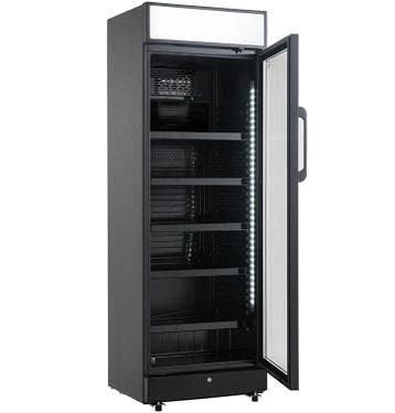 Drankenkoelkast 1 Glasdeur Zwart 400L met Lichtbak & LED-..., Verzenden, Nieuw in verpakking