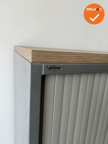 Roldeurkast - Ahrend - 144x120x45cm - Zilvergrijs met witbei, Werkplek, Ophalen of Verzenden, Gebruikt, Kast