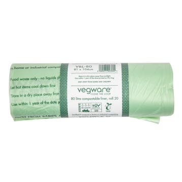 Vegware Biobag composteerbare afvalzakken 80L (240 stuks), Verzenden, Nieuw