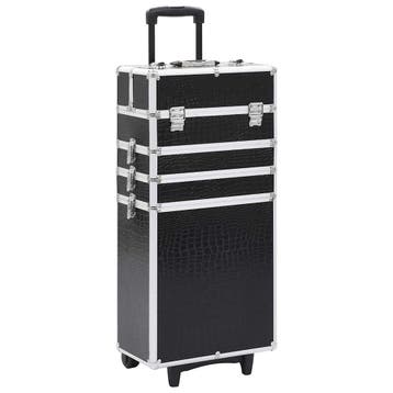 vidaXL Make-up trolley aluminium zwart met, Sieraden, Tassen en Uiterlijk, Verzenden, Nieuw, Zwart