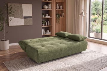 Slaapbank ELYPSE 200cm 3-zits chenille groen - 48663, Ophalen of Verzenden, Nieuw