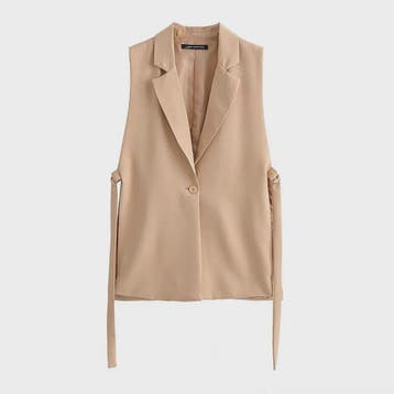 Dames Y2K Mouwloos Vest met Notch Kraag en Tailleband - Chic, Verzenden, Nieuw