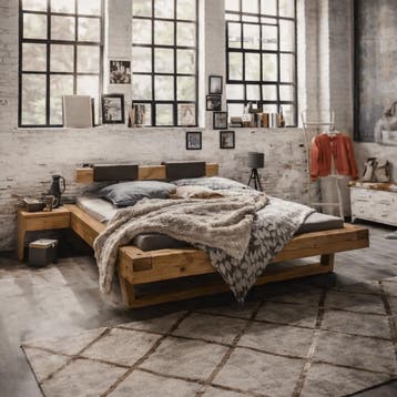 TPT Möbel Woodhaven Massief Wild Eiken Balkenbed - 160 x 210, Nieuw