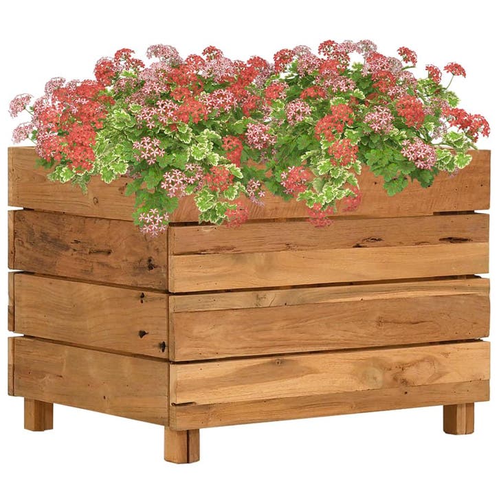 vidaXL Plantenbak verhoogd 50x40x38 cm gerecycled teakhout, Tuin en Terras, Bloembakken en Plantenbakken, Minder dan 60 cm, Nieuw