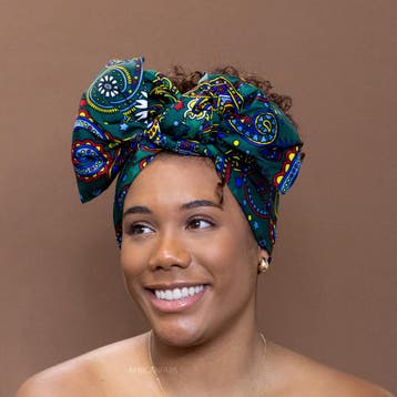 Afrikaanse / Groen Multicolor Paisley / hoofddoek - headwrap, Ophalen of Verzenden, Nieuw