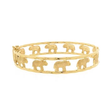 Gouden armband met olifanten; Maat S (Slavenarmband), Sieraden, Tassen en Uiterlijk, Armbanden, Ophalen of Verzenden, Gebruikt