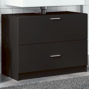 vidaXL Wastafelkast 78x37x59 cm bewerkt hout zwart, Verzenden, Nieuw, Wastafelkast, Minder dan 100 cm