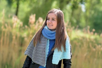 Haakpatroon Omslagdoek - moderne sjaal met kleurvlakken, Ophalen of Verzenden, Nieuw