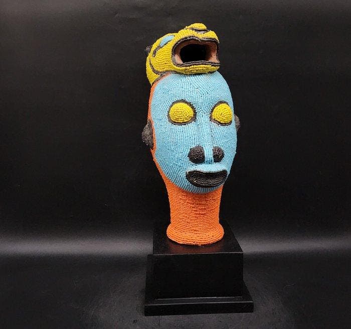 Magnifique tête pelé - sculptuur - Bamileke - Kameroen, Antiek en Kunst, Kunst | Niet-Westerse kunst