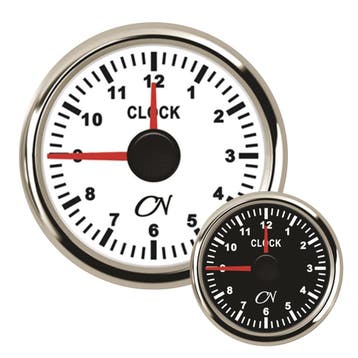 CN Analoge Klok met Chromen ring Wit of Zwart-Zwart, Watersport en Boten, Ophalen of Verzenden, Nieuw