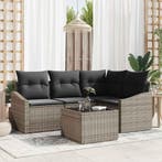 vidaXL Tuinbankenset met kussen 5 pcs Lichtgrijs poly rattan, Verzenden, Nieuw, Rotan, 5 zitplaatsen