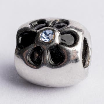 1 x Be Charmed kraal – bloem met lichtblauw strass steent., Ophalen of Verzenden, Nieuw, Kraal