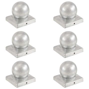 vidaXL Paalkappen 6 st bol 101x101 mm gegalvaniseerd metaal, Verzenden, Nieuw