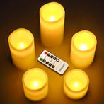 5 x LED waskaarsen flikkerend warm wit met afstandsbedien..., Diversen, Kerst, Verzenden, Nieuw