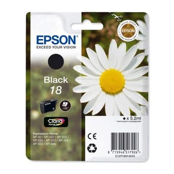 Epson 18 (T1801) inktcartridge zwart (origineel), Verzenden, Nieuw, Cartridge, Epson