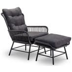 Mondial Living Loungestoel Dex met Hocker Charcoal, Ophalen of Verzenden, Nieuw