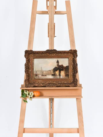 August von Siegen (1850-1910) - View of Venice from the wate, Ophalen, Ingelijst, Doek, Landschap