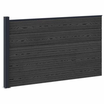 vidaXL Hekpaneel WPC en Aluminium Zwart, Tuin en Terras, Verzenden, Nieuw