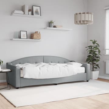 vidaXL Slaapbank met matras 80x200 cm stof lichtgrijs, Eenpersoons, Verzenden, Nieuw, 80 cm
