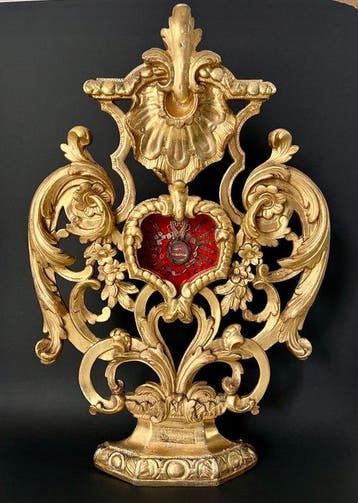 Reliekhouder - Textiel, Glas, Hout - 1750-1800 - Kolom van