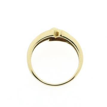 Gouden solitairring met citrien en diamant; 0,04 ct., Gebruikt, Ophalen of Verzenden, 17 tot 18, Met edelsteen