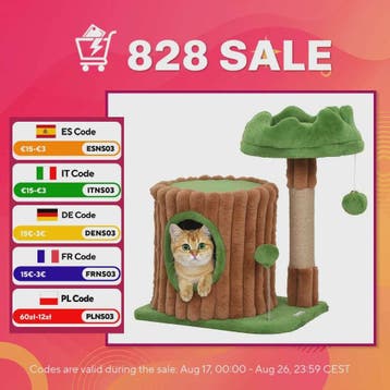 Pawhut Cat Scratching Tree 53 cm Trunk Design with House Bed, Verzenden, Nieuw