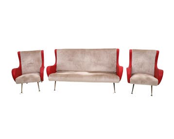 Een bankstel met twee fauteuils, 20e eeuw, Huis en Inrichting, Gebruikt