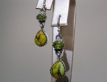 Turquoise Oorbellen - Hoogte: 32 mm - Breedte: 9 mm- 4.47 g