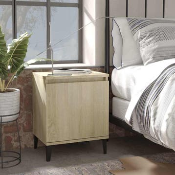 vidaXL Nachtkastjes met metalen poten 40x30x50 cm sonoma, Minder dan 45 cm, Verzenden, Nieuw, Minder dan 55 cm