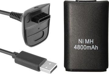 Play & Charge Kit voor Xbox 360 - Zwart (Nieuw), Verzenden, Nieuw