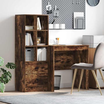vidaXL Bureau Gerookt eiken 115,5 x 50 x 127 cm 2 st, Verzenden, Nieuw