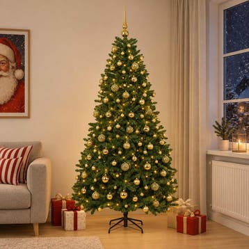 vidaXL Kunstkerstboom middengroen met kerstbal 240 cm 300, Diversen, Verzenden, Nieuw